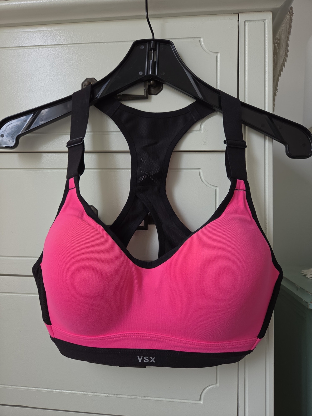 Victoria's Secret Sport VSX Hot Pink & Black High Support Racerback Sports Bra
